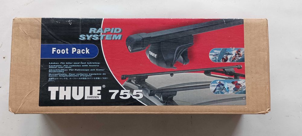 Комплект алуминиев багажник Thule AeroBar + лапи Thule 755 + багажник за ски