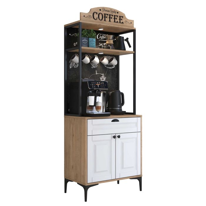 Кът за кафе Puzzle-home 3123, С осветление, Кухненски шкаф, 70х40х170