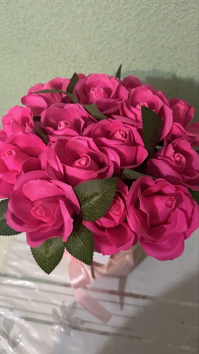 Цветы атласных лента букет 51 шт