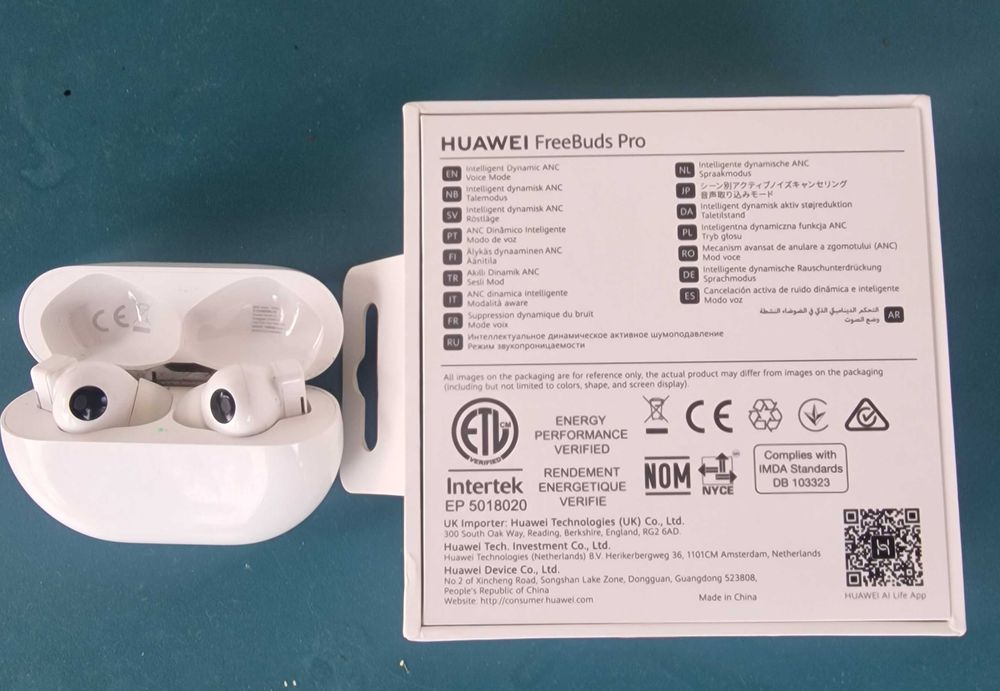 Casti wireless Huawei FreeBuds Pro, Active Noise Cancelling, Ceramic White
