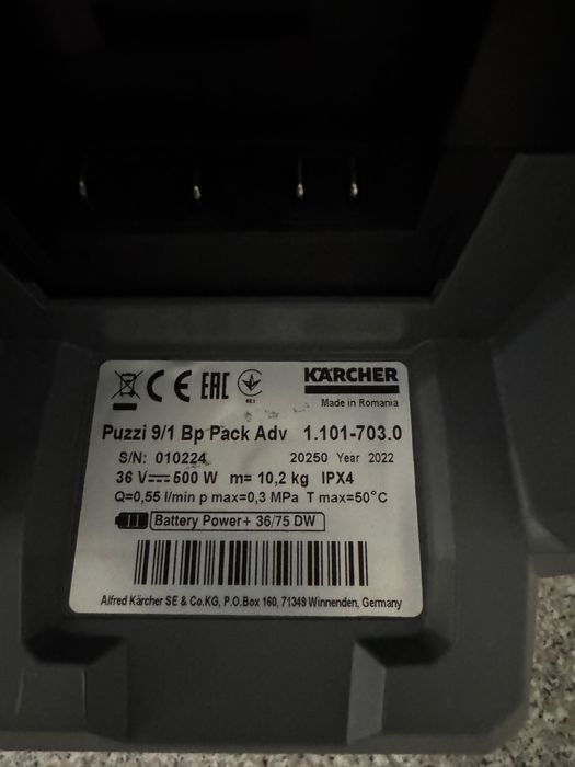 Karcher Puzzi 9/1 bp adv ( pe baterie )