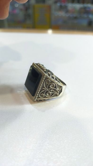 Перстень мужской с обсидианом