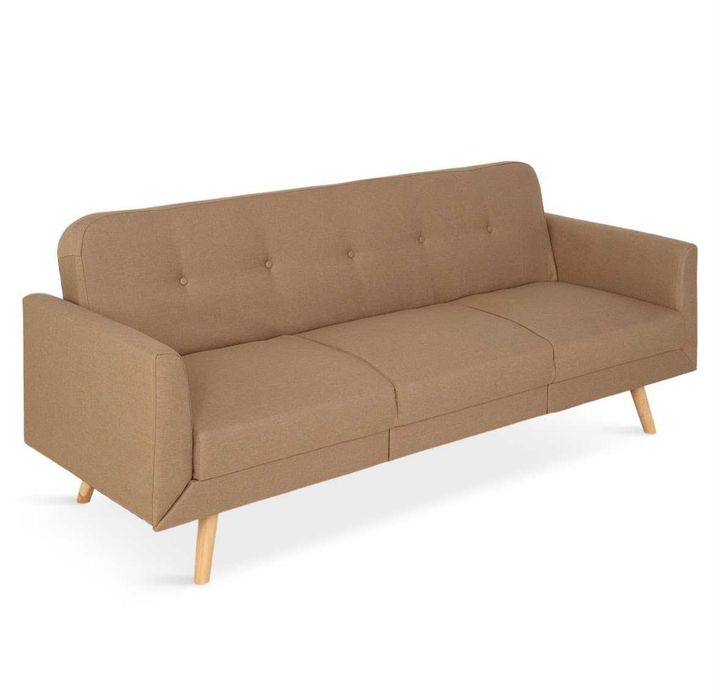 Canapea extensibilă 3 locuri – bej, material textil