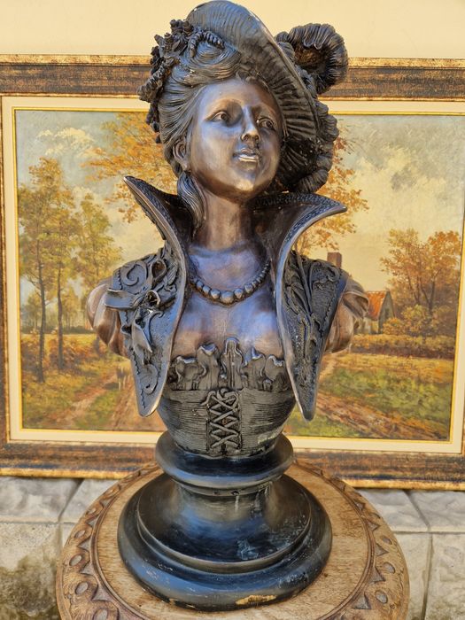 Топ - Уникална антикварна френска бронзова фигура статуетка скулптура