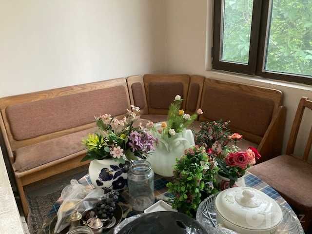 Уголок кухонный, дерево, круглый стол, тумба
