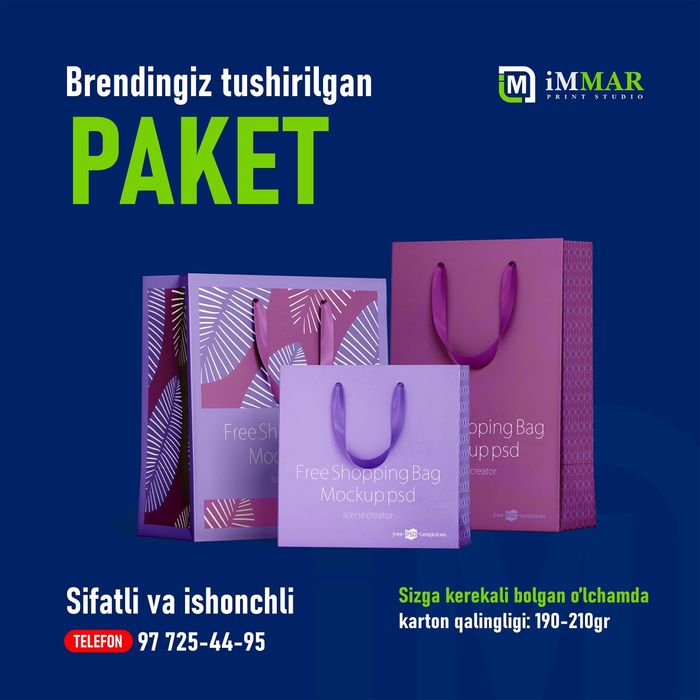 Flayer, buklet, katalog, paket  va boshqa poligrafiya mahsulotlari