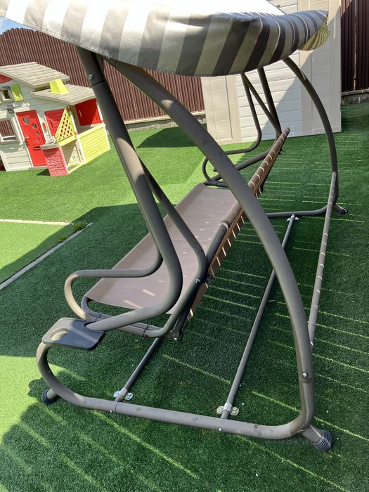 Balansoar gradina 3 locuri maro deschis 200x120x164 cm functie pat max 340 kg Tripoli