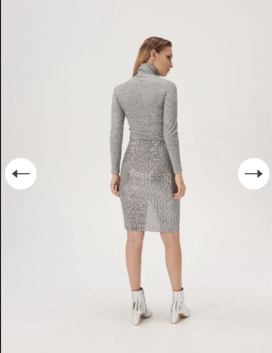 Fusta midi din paiete cu crapatura noua cu eticheta XS