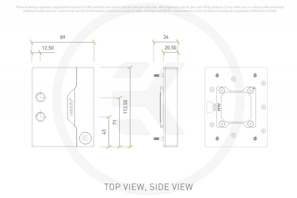 Водоблок EK-Quantum Velocity² D-RGB - AM5 Nickel + Plexi