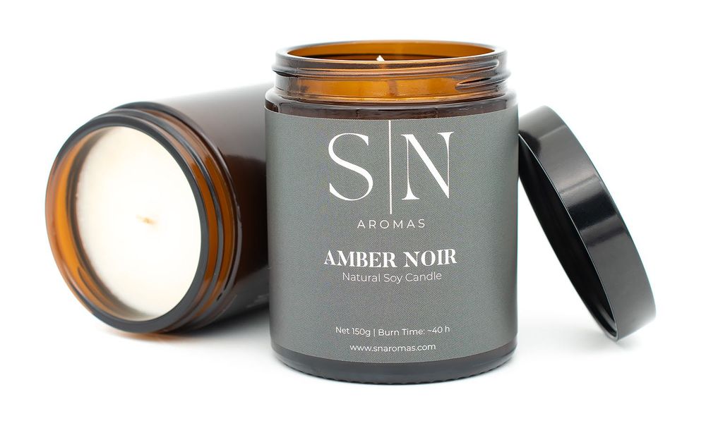 Ароматна соева свещ с капак - Amber Noir