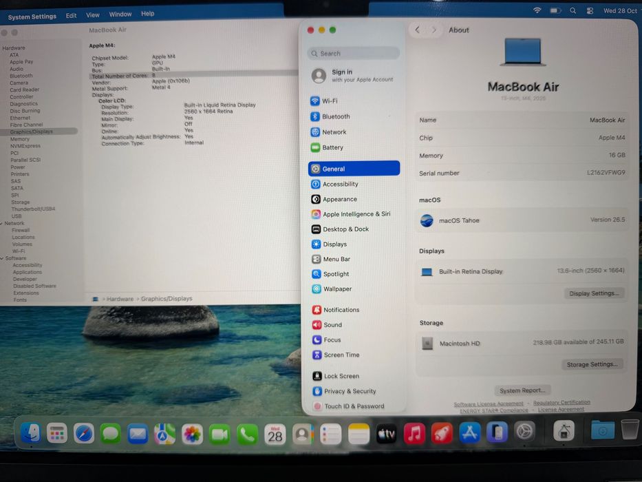 MacBook Air 13" M4 Chip 10-CPU, 8-GPU, 16GB RAM, 256GB SSD