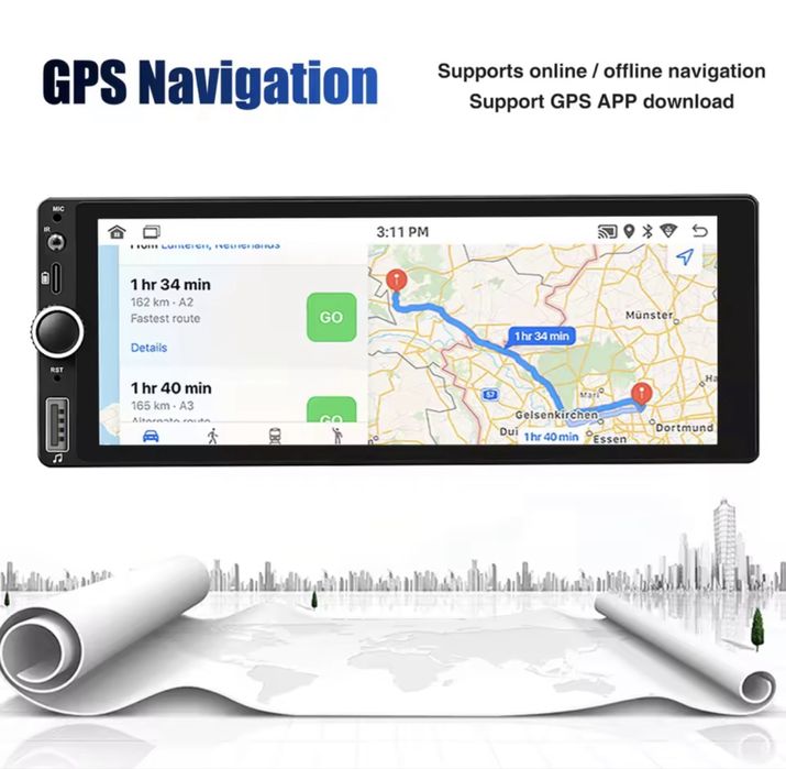 Мултимедия 1 DIN  4GB RAM / 64GB ROM Android 14 GPS Навигация Carplay