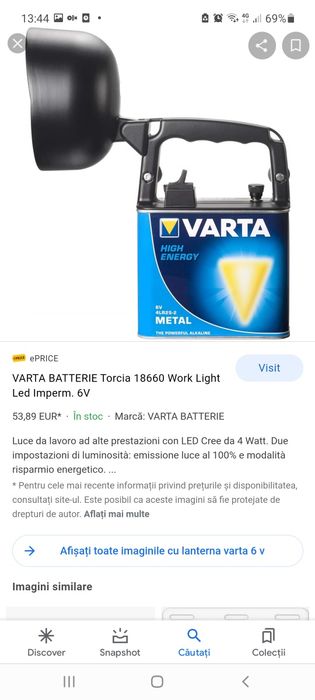 Lanterna Varta 6v.