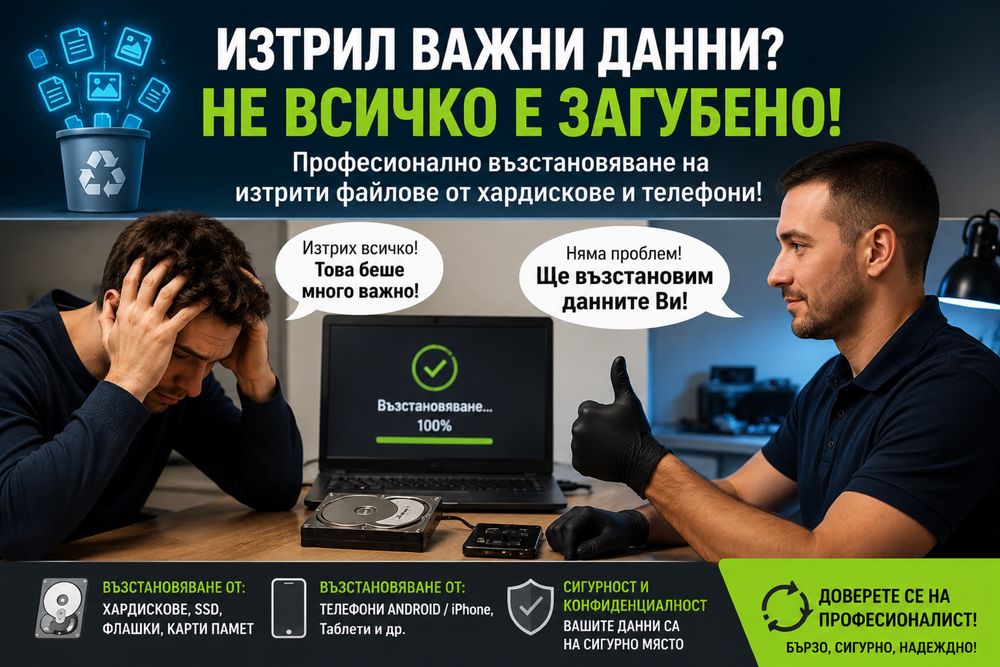 Професионално възстановяване на изтрити данни от електронни устройства