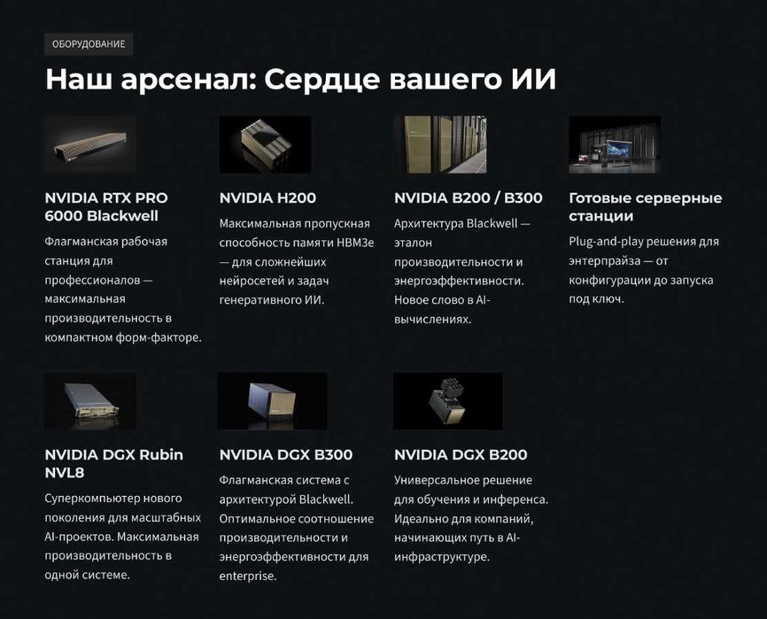 Ускорители ИИ NVIDIA, готовые сервера AI
