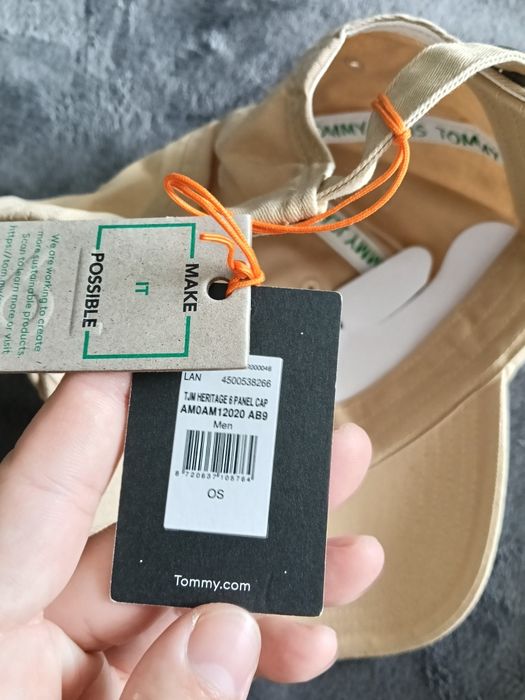 Tommy Jeans șapcă unisex bej/crem cu logo mic mărime OS noua originala