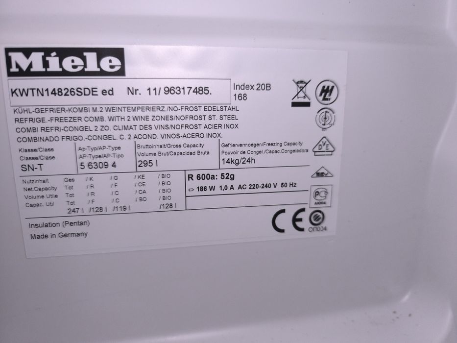 Miele KWTN 14826 SDE ed.Свободностоящ хладилник с фризер за вино.
