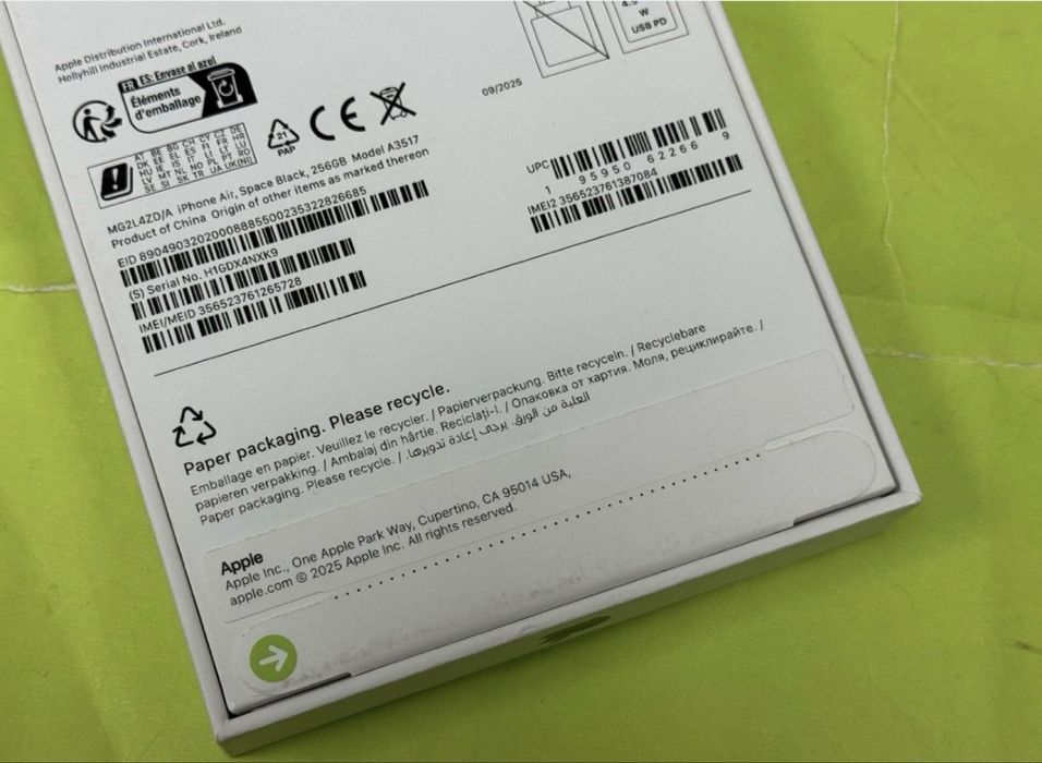 ЗАПЕЧАТАН 256GB iPhone 17 Air 5G  Yettel Гаранция 2029г Black Черен