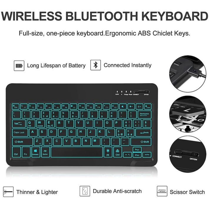 Tastatura neagra iluminata wireless