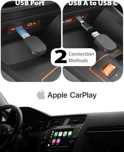 Нов Безжичен Apple CarPlay адаптер WiFi Bluetooth Plug & Play кола