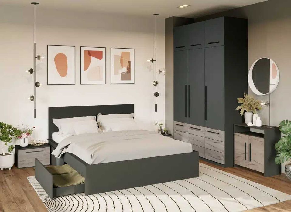 Dulap Inalt 1.51m Gri Noce - Transport Gratuit in 4-10 zile