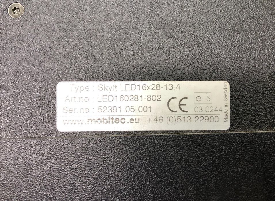 LED160281-802 Semnul destinației autobuzului, spate MOBITEC B6, B7, B9, B10, B12 bus (1978-2011) VOLVO