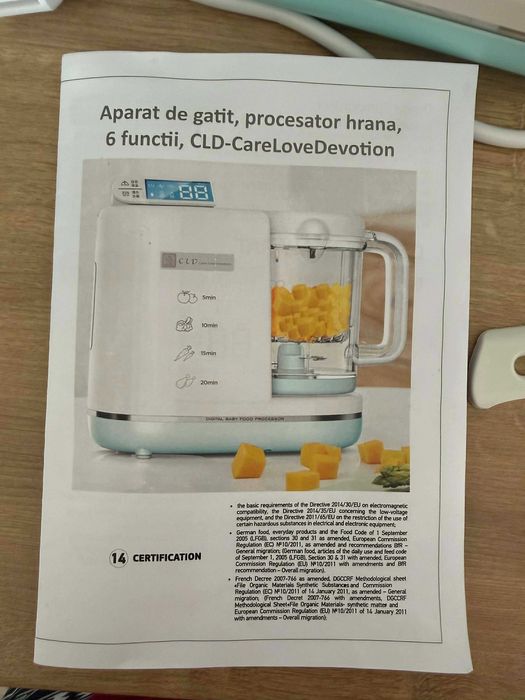 Aparat de gatit cu aburi + blender, procesator hrana, 6 functii, CLD-CareLoveDevotion