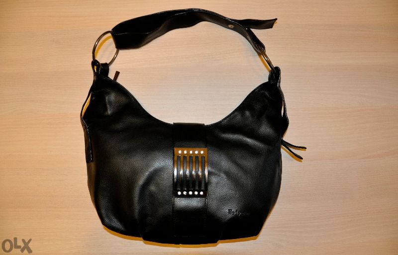 Черна кожена чанта - мека Weiyena