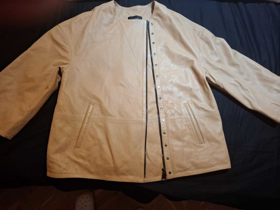 Дамско кожено яке, цвят охра