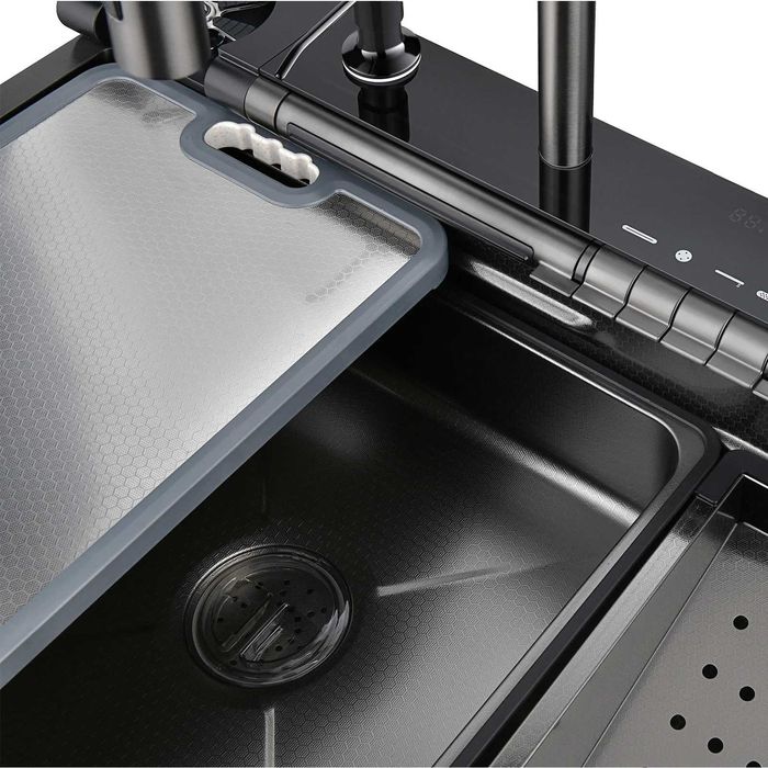 Модерна мултифункционална кухненска мивка с регулируем двоен водопад