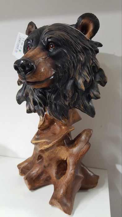 Нова Статуетка Мечка Глава Фигура за Декорация  - 30см -3 Варианта