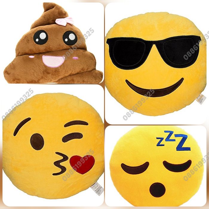 Голяма плюшена играчка Скуиши, Плюшена играчка Възглавница/ Пуф Емоджи