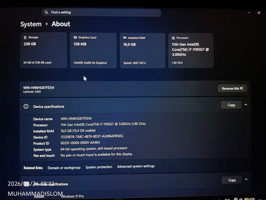 NOUTBUK DELL dasturlash sohasi uchun
