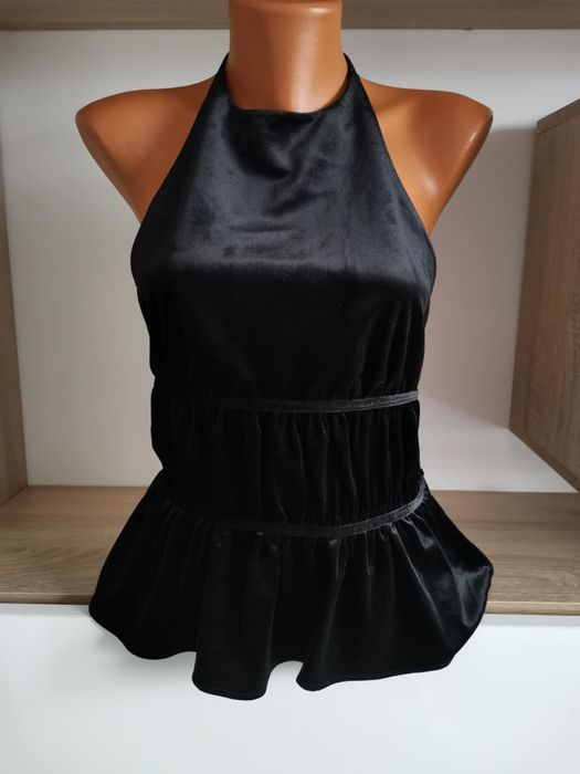 Top negru catifelat Zara nou cu eticheta mărime S