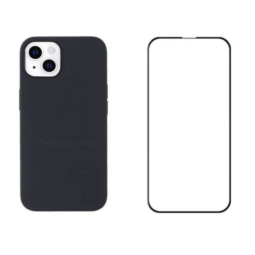 Iphone 13/14/15/16E/17E PRO Folie Sticla 9H si Husa Silicon Alcantara