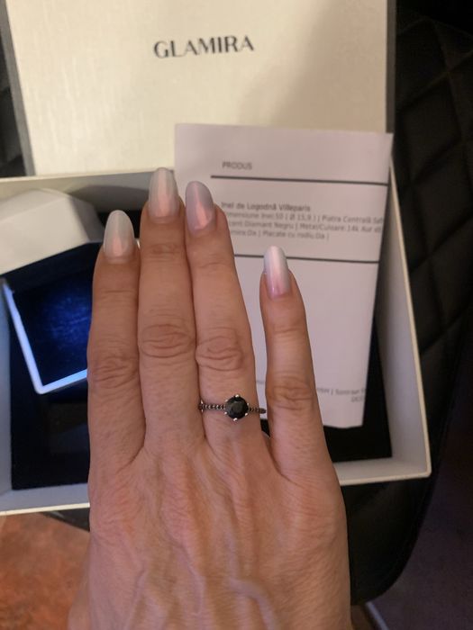 Inel Glamira, masura 50, din aur alb si diamante negre