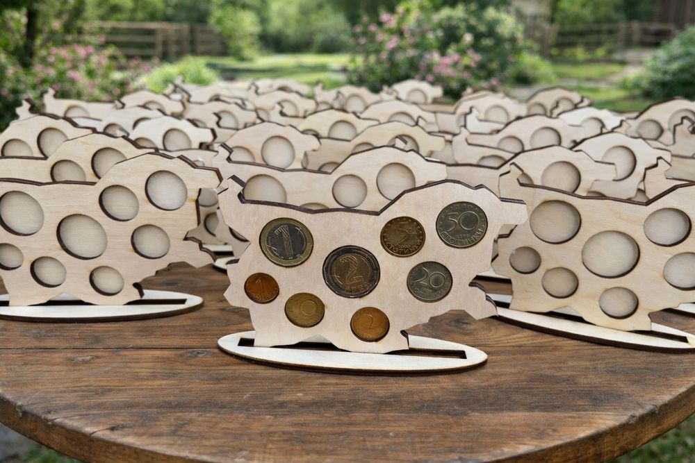 Дървен колекционерски сувенир България в монети