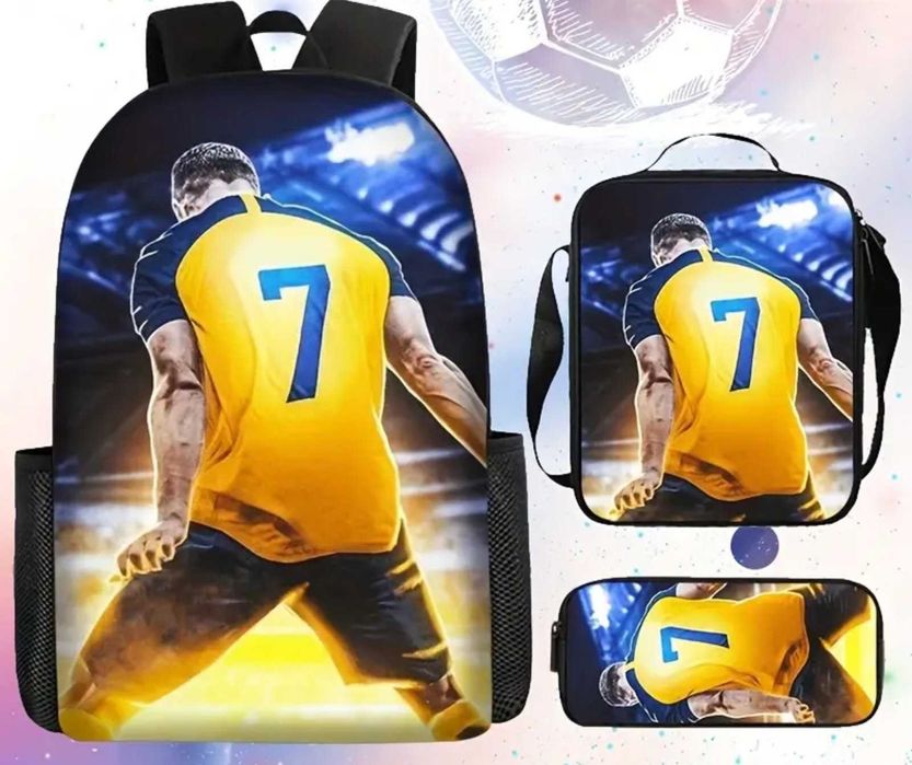 Футболни раници Роналдо Ямал Мбапе Меси Ученически комплекти с несесер