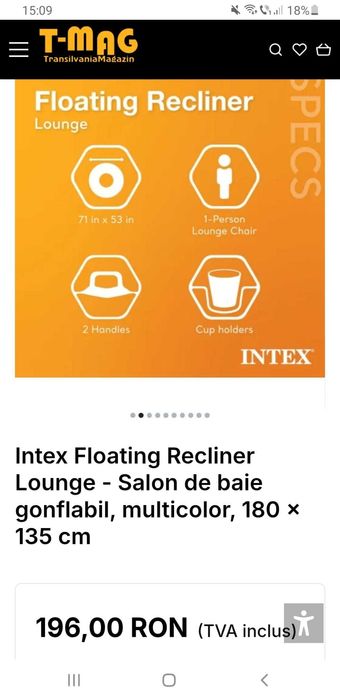 Sezlong Gonflabil / Scaun reclinabil plutitor