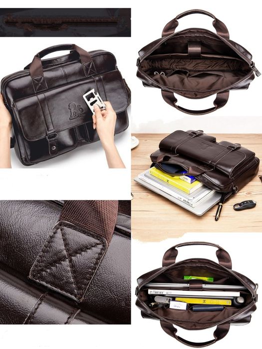 Межская сумка для ноутбука из 100% натуральной кожи портфель мужской