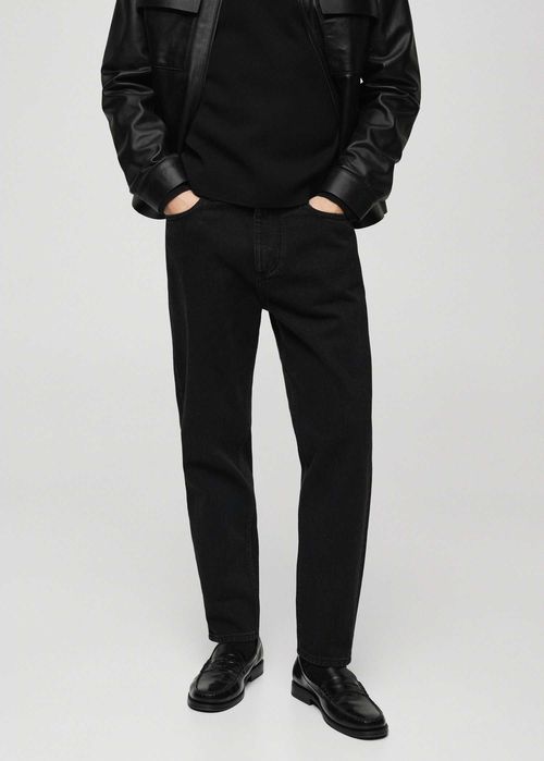 Черни Заострени Дънки - MANGO, Black Denim! 100 % Памук! Чисто Нови! Неизползвани! (Черни дънки със заострена кройка)