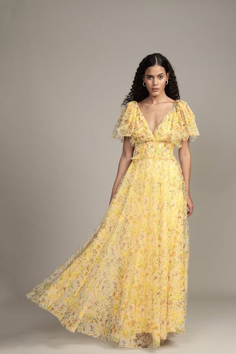 Rochie galbena nunta botez