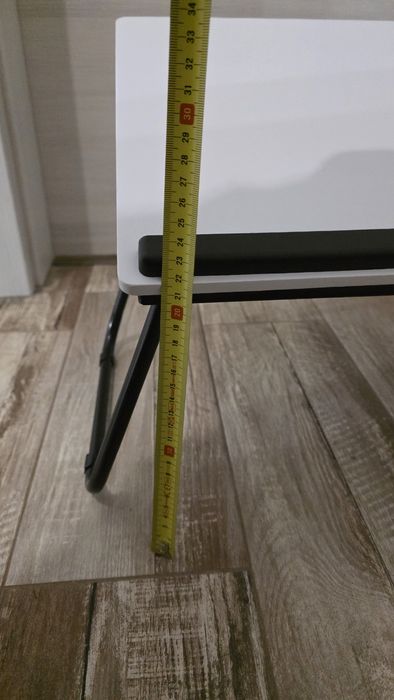 Măsuță lemn albă, pliabilă și reglabilă, pentru laptop/tabletă