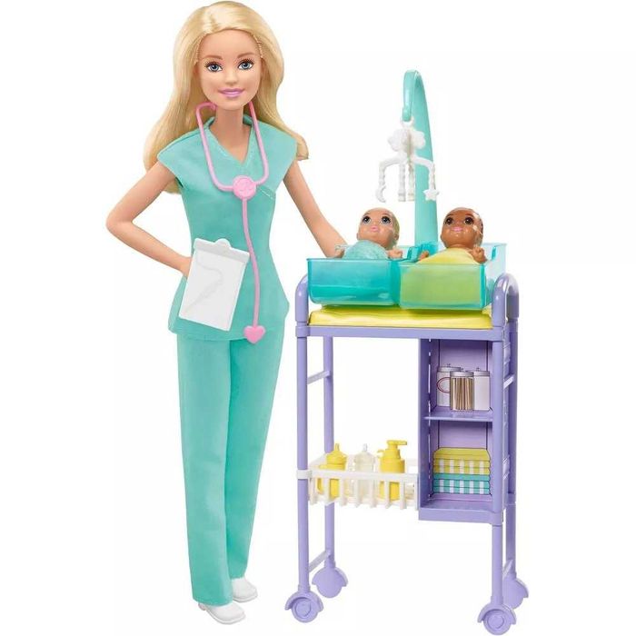 Кукла Барби Педиатр с новорожденными детками Barbie Baby Doctor Blonde