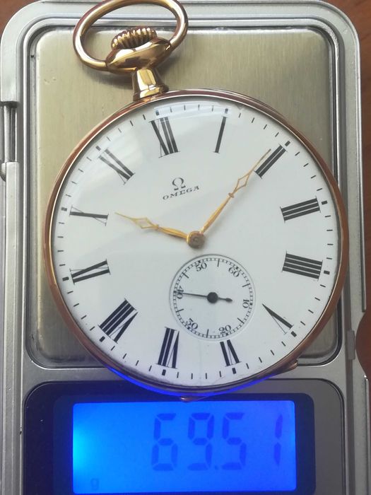 Ω OMEGA джобен, златен 14к, с кутия, идеален - колекционерски
