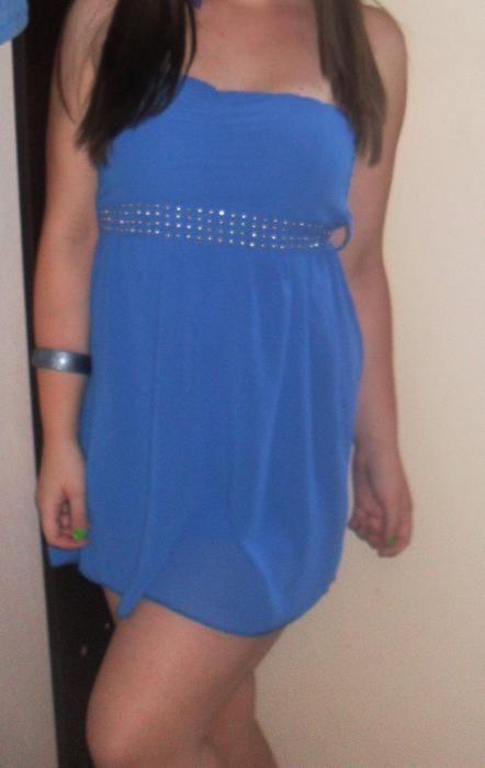 Синя копринена рокля - италианска