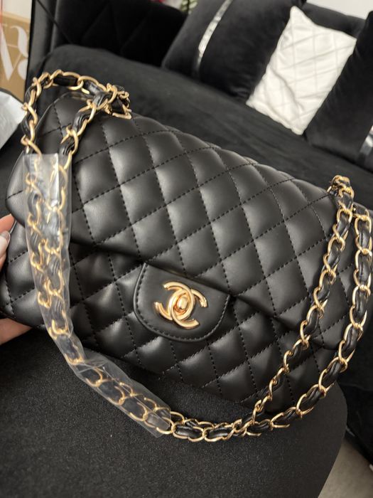 Geanta noua , neagra piele naturala , 25 cm