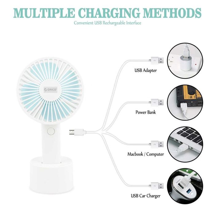 Mini ventilator portabil cu acumulator Li-Ion puternic si silentios