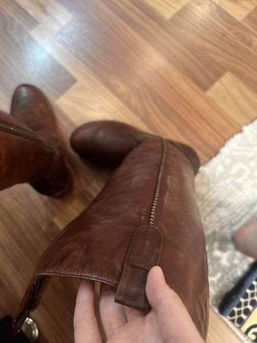 Кожаные сапоги зимние