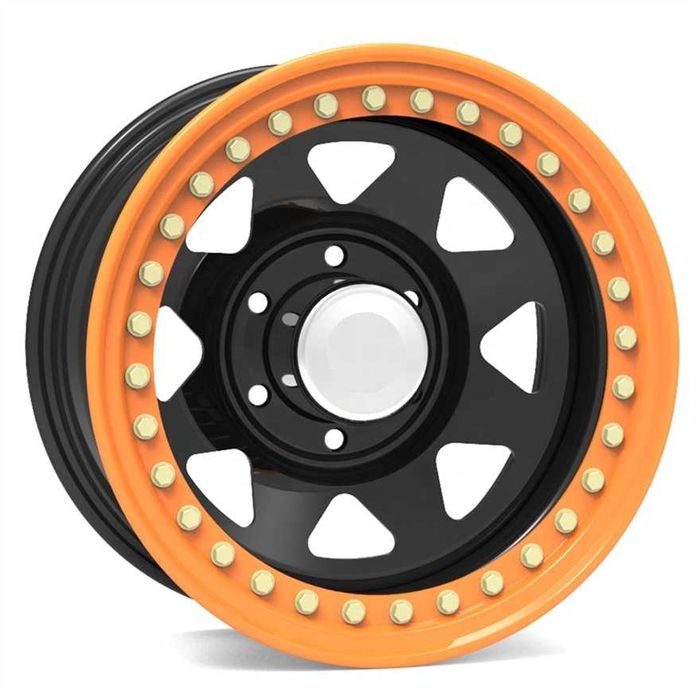 Jante din tabla offroad cu BEADLOCK galben 16x8J 6x139.7 ET -35 CB 110